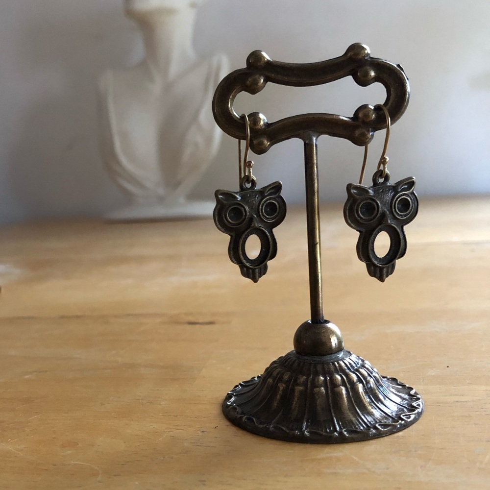 Brass owl earrings